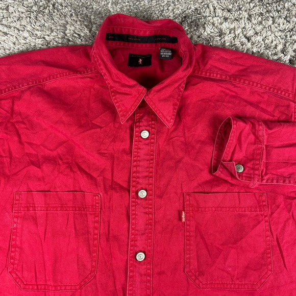 Levi's Other - Vintage Levi's Button Down Shirt Mens Large Red Cotton Twill Long Sleeve Red Tab